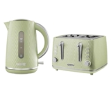 Daewoo Cascade Kettle & 4 Slice Toaster Bundle Set, Textured, 1.7L, Wide Slots, ( 3 Year Warranty With Registration) Green – Red – Black
