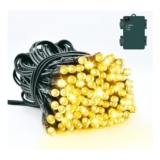 Dalugo 5M 50LED Warm-White Lights, Green Wire, IP65, 6h Timer