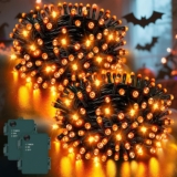 Dalugo Halloween Decoration Lights 2 Packs, 5M 50 LED Orange Fairy Lights with Timer,IP65 Waterproof Battery Operated Lights for Autumn Halloween Party Decorations