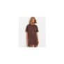 Dark Brown Lace Hem Trim Mini T-Shirt Dress