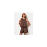 Dark Brown with Cotton Lace Hem Shorts