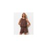 Dark Brown with Cotton Lace Hem Shorts
