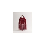 Dark Burgundy Macrame Tassel Top Handle Bag
