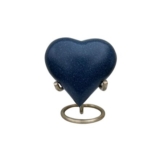 Dark Ocean Blue Marble Heart Keepsake Cremation Urn