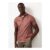 Dark Pink Geometric Print Satin Short Sleeve Cotton Shirt