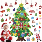 DazSpirit Childrens Felt Christmas Tree 3.28ft DIY Felt Xmas Tree Set for Kids & Toddlers, Wall Hanging Xmas Decorations with 32 Ornaments, Home Door & Window Christmas Decor Kit