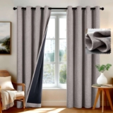 Deconovo 100% Blackout Thermal Faux Linen Windproof Eyelet Curtains with TPU Coating Back, W46xL72 2 Panels. Sold by Deconovo-Home /FBA