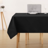 Deconovo Table Cloth Wipe Clean Rectangular Water Resistant Black Tablecloth for Garden Table Kitchen 52 x 90 inch (132 x 229 cm)