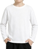 Demegimi Boys Long Sleeve T-Shirt Crew Neck Basic Tee Kids Plain Tops