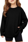 Demegimi Girls Long Sleeve Tops Casual Crew Neck T Shirt Loose Basic Top