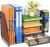 Desk Organiser File Holder, 5-Tier Paper Letter Tray Organiser with Drawer, 4 Pen Holder, Mesh Desktop Storage with Magazine Holder for Office Supplies (Black)