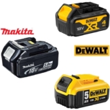 Dewalt DCB182 18V 4Ah XR Li-Ion Battery / 5Ah – £45.59 / Makita BL1850 5Ah 18v Li-Ion LXT Battery – £50.39 – W/Code Sold by PowerToolMate