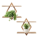 Diamond-Shaped Floating Shelves, 2-Pack, Solid Wood
