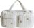 Diaper Tote Bag, Quilted Baby Changing Bag with Teddy Bear Embroidery, Large Capacity White Maternity Bag for Hospital Travel, Baby Nappy Storage Tote with Multiple Pockets
