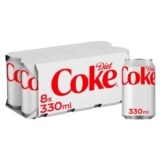 Diet Coke Soft Drink Cans, 8 x 330mL