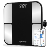 Digital Bathroom Scale, Body Fat Analyzer for Weight & BMI Silver & Black Bluetooth app sync,18 body metrics,High-precision sensors,Auto-on/off energy save,Anti-slip platform