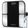 Digital Bathroom Scale, Body Fat Analyzer for Weight & BMI Silver & Black Bluetooth app sync,18 body metrics,High-precision sensors,Auto-on/off energy save,Anti-slip platform