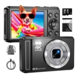 Digital Camera 4K 64MP Autofocus with Micro SD Card, 2.8