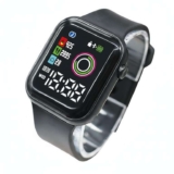 Digital Smart Watch, LED Display, Square Case, 3BAR Water Resistance, Flexible Band, 40mm Dial, Black, Unisex – Sold by GTE Ltd / FBA