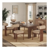 Dining Chairs Set of 6, Upholstered Chenille, Padded Seats