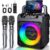 Dislocati Karaoke Machine with 2 Wireless Microphones: Portable Bluetooth Speaker for Adults & Kids – PA System with Lights Supports TWS/TF Card/USB/AUX for Home Party-Stage Monitors