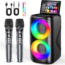 Dislocati Portable Bluetooth Karaoke Machine 2 Microphones:TWS Mode & LED Light, Vocal Removal,8H Battery PA System Supports USB/TF/AUX for Home Party Outdoor Birthday Gifts Girls