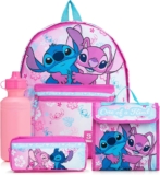 Disney Lilo & Stitch Kids Backpack 4 Piece School Set Backpack, Lunch Box, Pencil Case & Water Bottle Back to School Set
