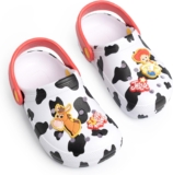 Disney Toy Story Girls White Clogs Jessie & Bullseye Cartoon Print Lightweight Ventilation Holes & Textured Footbed Flat Heel Rear Strap Kids Garden Shoes Merch