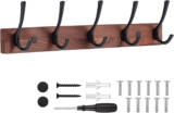 Dntorx 1 Pack Wall Mounted Coat Rack with 5 Hooks, 15.8In Wooden Coat Hook