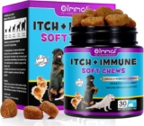 Dog Allergy Relief Chews for Dogs – Skin & Coat Supplement with Omega-3, Pumpkin & Enzymes – Itch & Immune Support Soft Chews for Itchy Skin, Natural Defences – 30 Chews