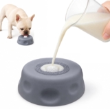 Dog Licking Bowl with Ball, Slow Feeder Dog Bowl for Liquid Treats, Anti-Slip Suction Cup Lick Bowl for Bone Broth & Yogurt, Dog Enrichment Lick Toy for Anxiety Relief, Grey