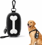 Dog Poop Bag Holder, Black or Blue Hands Free Waste Bag Carrier, Durable Poo Bag Dispenser for Dog Leash, Pet Waste Pouch for Outdoor Walking (Black)