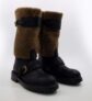 Dolce & Gabbana Mens Black & Brown Leather Shearling Panel Buckle Strap Boots (6-8)