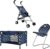Dolly Tots Junior Nursery Playset Navy & White 3 Piece Nursery Playset Doll Highchair, Stroller & Cot Prams, Pushchairs and Dolls Accessories For Kids Boys & Girls 3