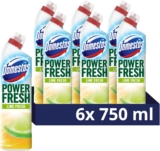 Domestos Power Fresh Lime Fresh Toilet Gel eliminates 99.99% of germs limescale remover 6x 750 ml