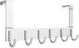 Door Hooks Hanger Rack, Aluminum Utility Organizer Holder for Kithchen Bathroom, 6 Hooks Over the Door Hanger Silver