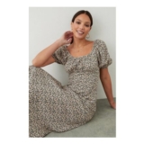 Dorothy Perkins Ditsy Floral Ruched Scoop Neck Midi Dress