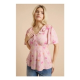 Dorothy Perkins Pink Ditsy Frill Neckline Angel Sleeve Blouse