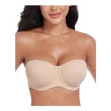 DotVol Womens Strapless Multiway Full-Coverage Plus-Size Bra(Beige,40DD)