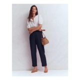 Double Cloth Crop Trousers Navy