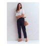 Double Cloth Crop Trousers Navy
