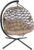 Double Hanging egg Chair with Stand – 2 Person W/Plush Cushions, Weather-Resistant Fabric, Indoor Outdoor Foldable Swing Chair for Patio, Balcony, Yard & Living Room (Cross Weave Sand)