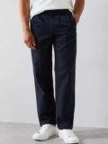 Double Pleat Mens Trousers – Navy (28 Regular)