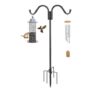 Double Shepherds Hook Adjustable Bird Feeder Pole with 5-Prong Base