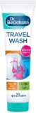 Dr. Beckmann Travel Wash Clean laundry ON THE GO up to 20 washes 100ml Travel laundy solution. For effective hand washing on the go. Non-bio formula. 20 washes per pack
