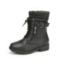 Dream Pairs Girls Mid-Calf Combat Boots, Zipper, Plush-Lined, Black