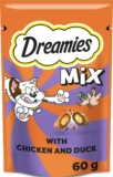 Dreamies Cat Treats, Tasty Snacks with Delicious Chicken and Delectable Duck, 8 Pouches of 60 g