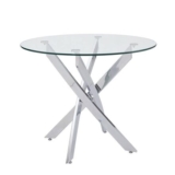 Dripex 90cm round Glass Dining Table, Tempered Glass, Metal Legs