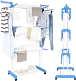 Drying Rack 3 Tier Foldable Clothes Rack Drying Rack Portable Indoor and Outdoor Rolling Clothes Rack with Foldable Wings and Casters for Bedroom