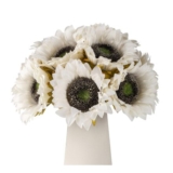 DuHouse 12-Pack Artificial Sunflowers with Long White Stems